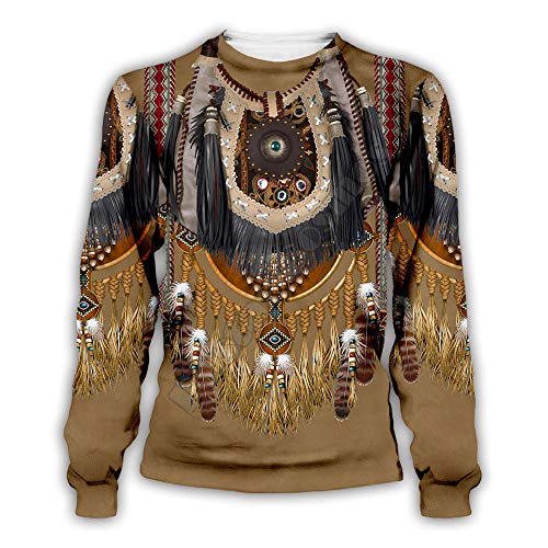 Männer und Frauen 3D-Druck Indianer-Sweatshirts Pullover Ethnische Totem-Muster Langarm-Sweatshirt-Oberteil von oneforus