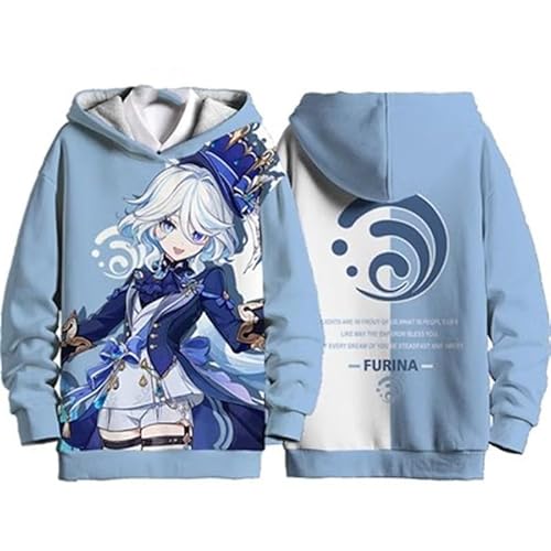 oneforus Spiel Genshin Impact Furina Unisex Kapuze Neuvillette Damen Mode Pulli Oberteile Focalors Herren Anime Cosplay Kapuzen Sweatshirt Outwear Jacke für Erwachsene Jugend von oneforus