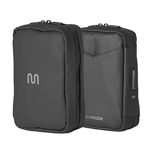 onemate wasserdichte Kabeltasche für Akkus, Kabel, Netzteile etc. – Kabeltasche Organizer für Elektronikartikel aus recyceltem Material – Hochwertiger tech Organizer in schwarz - 22x16x6cm von onemate