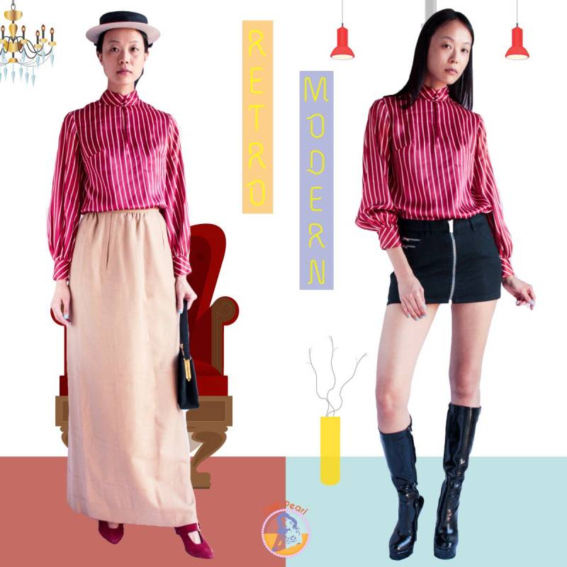 Vintage 60Er Jahre Bluse/Mod Streifen Mod Shirt Oben Vintage 60Er Jahre Bluse/Mod Streifen Mod Shirt Oben von onepearlshop