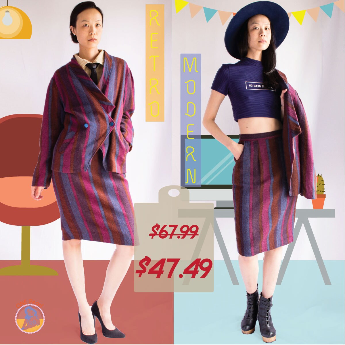 Vintage Anzug Set//Damen Gestreifter 2 Stück 80Er Jahre Power Anzug Vintage Anzug Set//Damen Gestreifter 2 Stück 80Er Jahre Power Anzug von onepearlshop