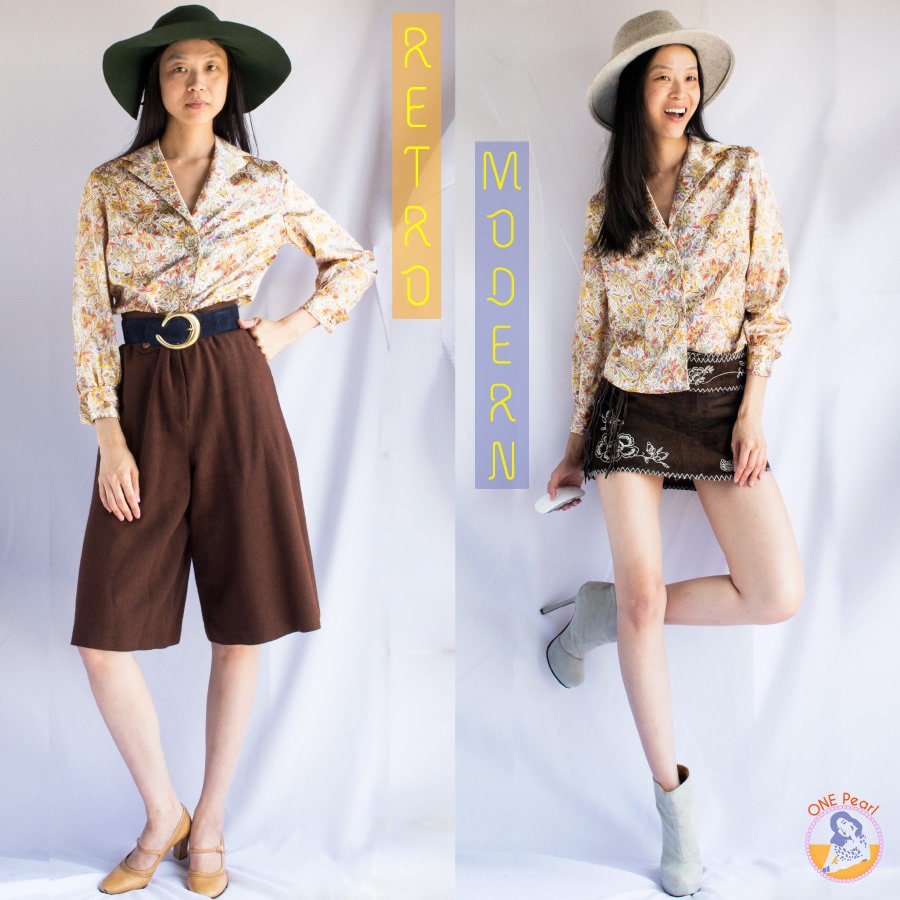 Vintage Sommer Paisley Top/60Er Große Bluse Mod Vintage Große Goldene Vintage Sommer Paisley Top/60Er Große Bluse Mod Vintage Große Goldene von onepearlshop