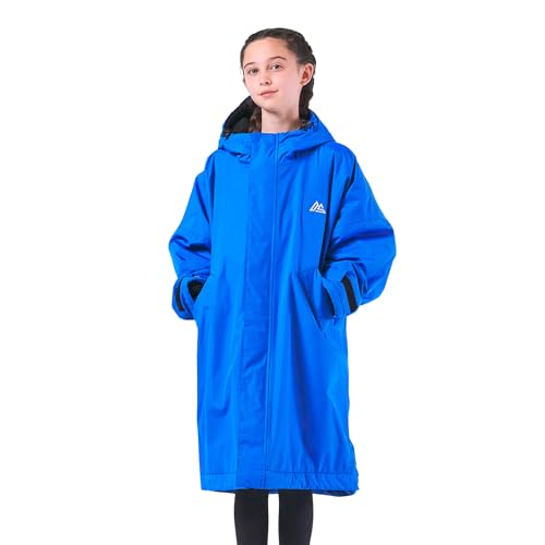 onesnug Kinder Outdoor Wickelmantel für Jungen & Mädchen Langarm Mantel Winddicht & Wasserdicht Robe mit Kapuze für Strand Wild Schwimmen Surfen & Walking Oversized Quick Dry Juniors, blau, 5-9 Years von onesnug
