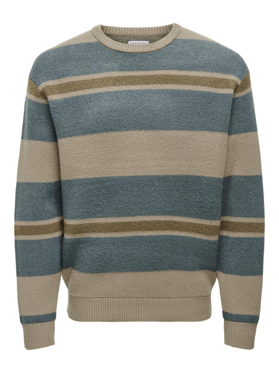 only & sons - Strickpullover mit Streifen braun - Gr. - L von only & sons