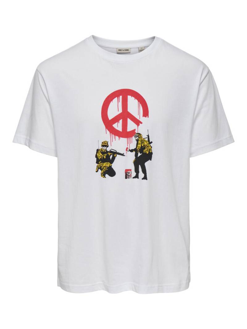 only & sons - T-Shirt - Onsbanksy weiß - Gr. - L von only & sons