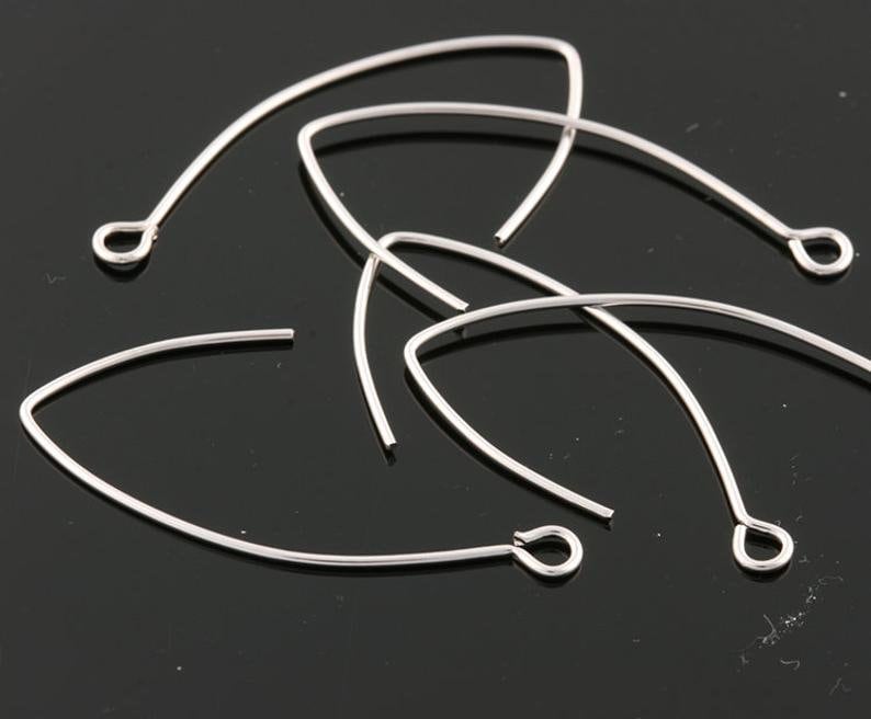 10 Stück - 33mmx17mm Hell Rhodium Über Messing Haken Ohrdrähte Ohrringe | K1667S 10 Stück - 33mmx17mm Hell Rhodium Über Messing Haken Ohrdrähte Ohrringe | K1667S von onlyee2