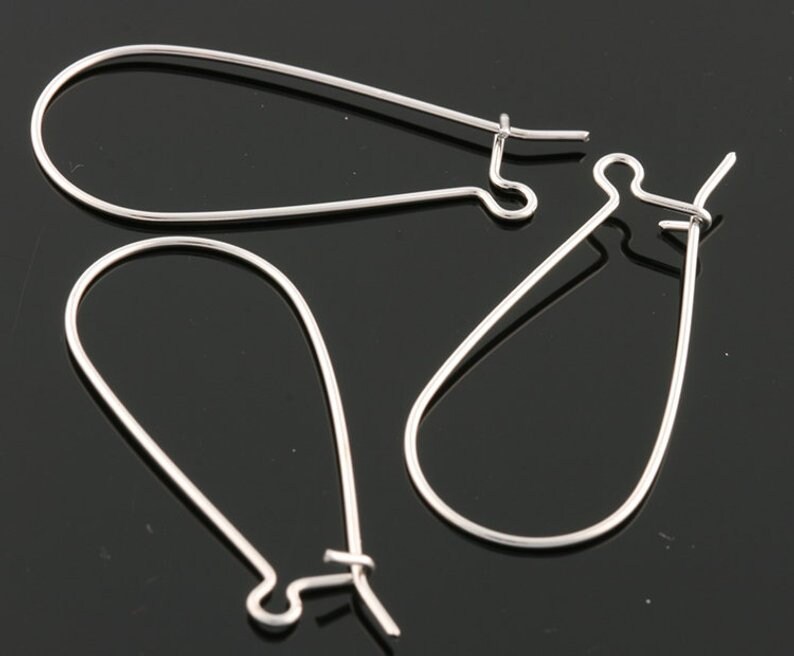 10 Stück - 35mm X 11mm Hell Rhodiniert Über Messing Kidney Ohrhaken Ohrringe | K1666S 10 Stück - 35mm X 11mm Hell Rhodiniert Über Messing Kidney Ohrhaken Ohrringe | K1666S von onlyee2