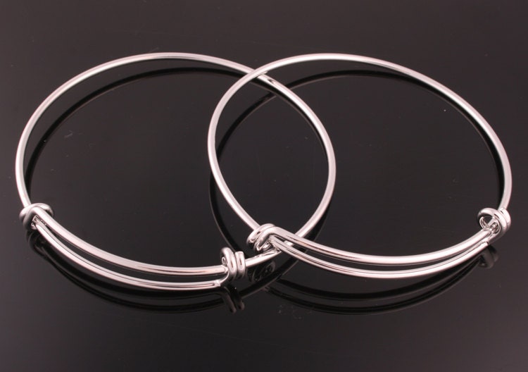 2 Stück - 1.8mm X 60mm Rhodium Überzogene Messing Erweiterbar/Verstellbar Armreif Schmuck Hardware Versorgung | N175S 2 Stück - 1.8mm X 60mm Rhodium Überzogene Messing Erweiterbar/Verstellbar Armreif Schmuck Hardware Versorgung | N175S von onlyee2