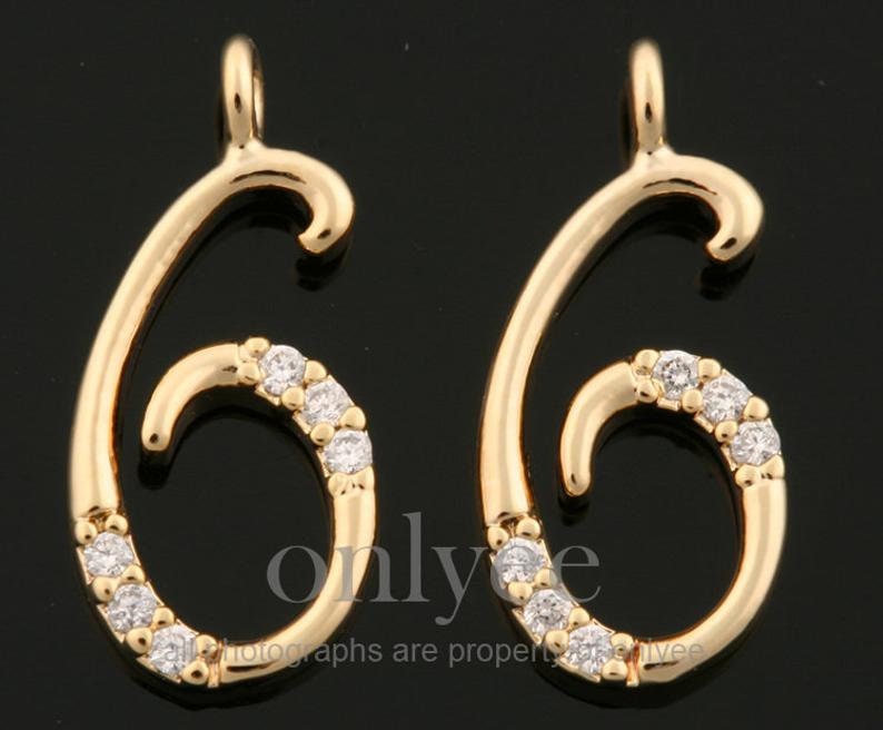2 Stück-13mm X 6mm Hell Vergoldet Über Messing Einfache Zahlen Mit Zarten Kubik, Anhänger, Charme, Schmuck Versorgung, Sechs | K1434G-F 2 Stück-13mm X 6mm Hell Vergoldet Über Messing Einfache Zahlen Mit Zarten Kubik, Anhänger, Charme, Schmuck Versorgung, Sechs | K1434G-F von onlyee2