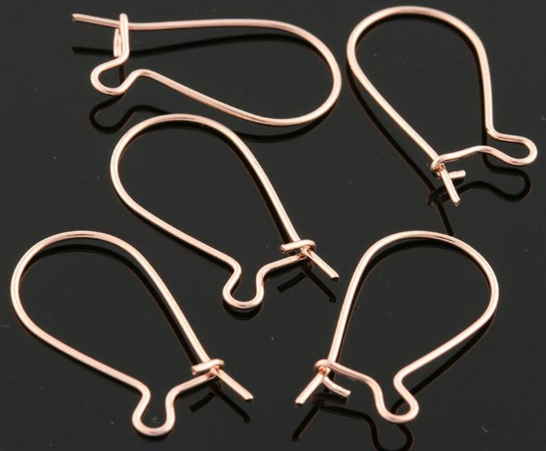 20 Stück - 21mmx7mm Hell Rose Gold Über Messing Kidney Ohrhaken | K036R 20 Stück - 21mmx7mm Hell Rose Gold Über Messing Kidney Ohrhaken | K036R von onlyee2