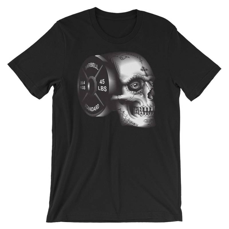Totenkopf Langhantel Teller - Geschenk Für Bodybuilding, Gewichtheben, Kraftdreikampf, Crossfit, Wod, Fitness, Workout Unisex Gym T-Shirt von oolongtee