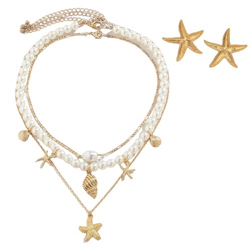 2 Stück Muschelkette Damen Set, Sommer Schmuck Damen Muschel Kette Muschel Schmuck Muschel Ohrringe Muschelschmuck Strand Accessoires Kette Boho Seestern Anhänger Halskette Und Ohrringe Schmuckset 2 Stück Muschelkette Damen Set, Sommer Schmuck Damen Muschel Kette Muschel Schmuck Muschel Ohrringe Muschelschmuck Strand Accessoires Kette Boho Seestern Anhänger Halskette Und Ohrringe Schmuckset von oooaooo