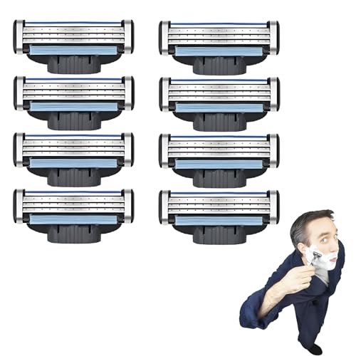 8 Stück rasierklingen 3, Allgemein Ersatzklingen für Nassrasierer Herren mit 3 klingen, Manuelle mit Gleitstreifen3 Rasierer Klingen Geeignet zur Reinigung von Bart & Körperhaaren von oooaooo