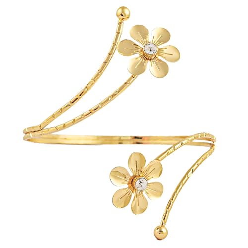Armreifen Gold Damen, Armreif Gold Oberarm Oberarmreif Bangles, Erstellbarer Oberarmreif Mit Blumen Design, Arm Cuff Jewelry Goldener Schmuck Minimalistisches Design Für Partys Und Besondere Anlässe von oooaooo