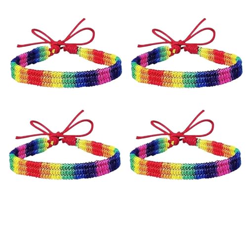 oooaooo 4 Stück Regenbogen Armbander Damen, Pride Armbänder, Regenbogen Pride Accessoires, Handgewebte Bunte Freundschaftsbänder für Frauen Männer von oooaooo