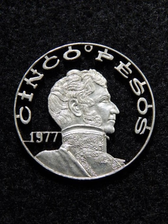 Mexico Cinco Pesos Schneiden Münzanhänger Mexico Cinco Pesos Schneiden Münzanhänger von opacopperworks