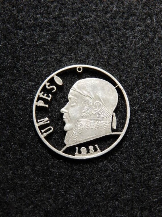 Mexico Un Peso Cut Coin Anhänger Mexico Un Peso Cut Coin Anhänger von opacopperworks