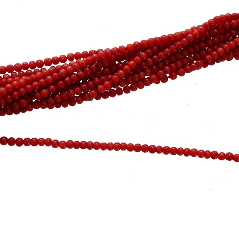 1 Strang | Einreihig Koralle Mittelmeer Sardegnia Rot Edelstein 3 Mm Beads 45cm Kette Kugel von opalidia