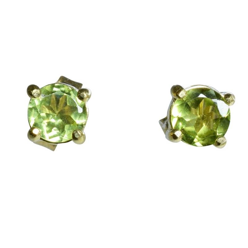 Bonaroca Silber Ohrstecker Facettierte Peridot Edelstein 5mm Sterling Gold Plattiert, Og-5155 von opalidia