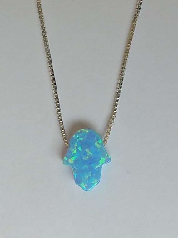 Blauer Opal Hamsa Halskette Blauer Opal Hamsa Halskette von opalsopals