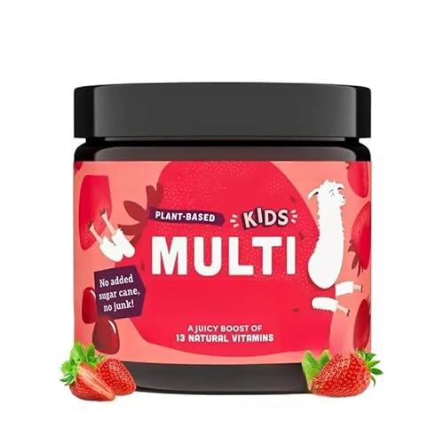 Kinder Multivitamin | Vegan, biologisch mit D, C & K, Kleinkind Real Fruit Vitamine, kaubar, kein Zuckerrohr, Erdbeere von opjsqe