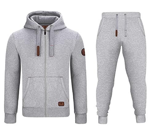 O'Poppy Jogginganzug Joggingsuit Herren 2-teilig mit Lederpatches und Kapuze von opoppy