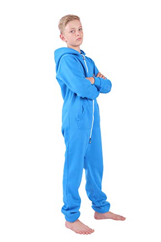 O'Poppy Kinder Jumpsuits Jungen Mädchen Overall Onsie Anzug mit Zwergen Kapuze (110-116, Hellblau) von opoppy