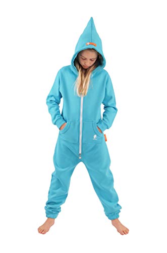 O'Poppy Kinder Jumpsuits Jungen Mädchen Overall Onsie Anzug mit Zwergen Kapuze (110-116, Türkis) von opoppy