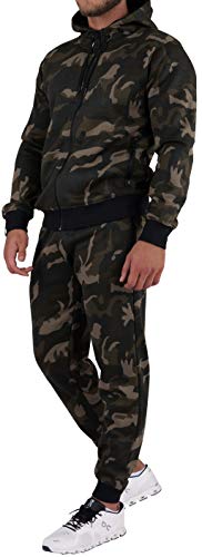 opoppy Jogging Herren 2-teilig mit Kapuze (S, camo olive) von opoppy