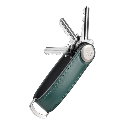 Orbitkey Schlüssel-Organizer aus Hybrid-Leder, hochwertiges Nappaleder und TPU, Edelstahl-Schließmechanismus, schlankes und leises Profil, pine green, Einheitsgröße von orbitkey