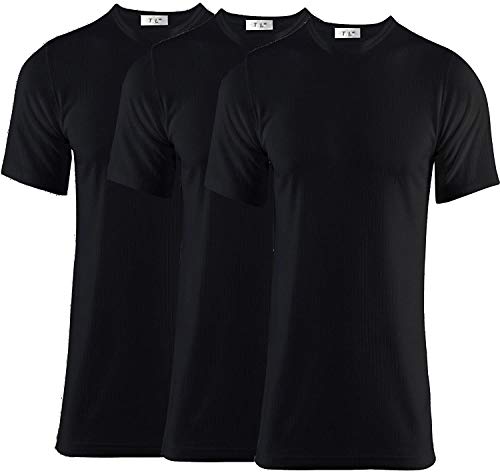 Thread Linens 3er-Pack Herren-Thermo-T-Shirt, Körperwärmer, Basisschicht, Thermo-Unterwäsche für Herren, Größe S-XXL Gr. L, Schwarz von orbiz