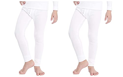 orbiz 2 Stück Kinder Thermo Unterwäsche Unisex Jungen Mädchen Lange Unterhosen (Hose) Kinder Hosen Winter Warme Hosen, weiß, 7-8 Jahre von orbiz