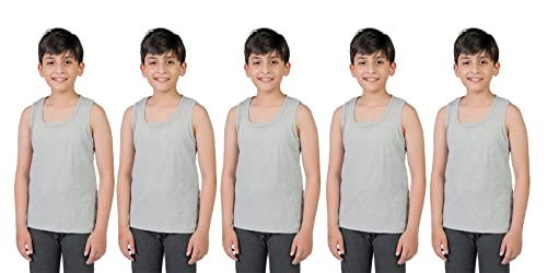 orbiz Jungen/Mädchen 5 Stück Kinder Unterhemden | 100% Reine Baumwolle Interlock Unterhemden | Tank Tops Ärmellos Unterhemden Unterhemden 3-13 Jahre, grau, 11-12 Jahre von orbiz