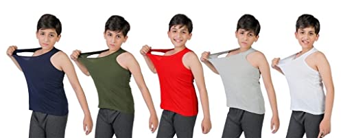 orbiz Jungen/Mädchen 5 Stück Kinderwesten | 100% reine Baumwolle Interlock Westen | Tank Tops Ärmellose Westen Unterhemden 3-13 Jahre, mehrfarbig, 9 - 10 Jahre von orbiz