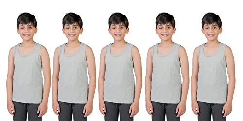 orbiz Jungen/Mädchen 5er-Pack Kinder Unterhemden | 100% reine Baumwolle Interlock Unterhemden | Tank Tops ärmellose Unterhemden 3–13 Jahre, grau, 9-10 Years von orbiz