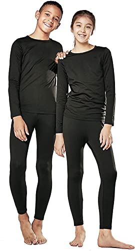 orbiz Thermo-Unterzieh-Set für Kinder, Winter, warme Unterwäsche, komplettes Set, lange Unterhose und langärmeliges Oberteil, Schwarz , 9 - 10 Jahre von orbiz