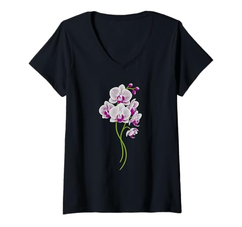 Damen Orchidee Blume Grafik Orchidee Blume T-Shirt mit V-Ausschnitt Damen Orchidee Blume Grafik Orchidee Blume T-Shirt mit V-Ausschnitt von orchid gift ideas for orchid lovers