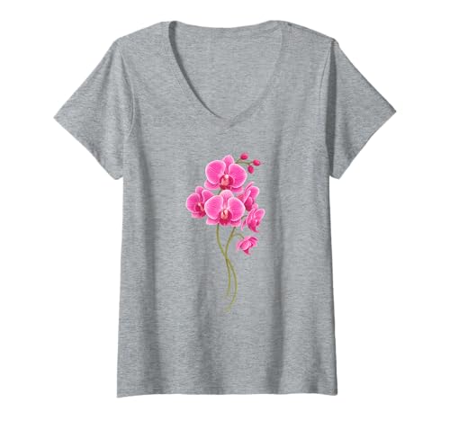 Damen Orchidee Blume Rosa Orchidee Blume T-Shirt mit V-Ausschnitt Damen Orchidee Blume Rosa Orchidee Blume T-Shirt mit V-Ausschnitt von orchid gift ideas for orchid lovers
