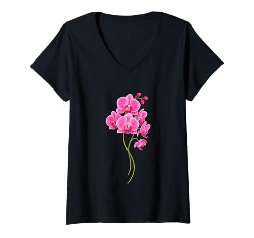 Damen Orchideenblütenhemd rosa Orchidee Blume T-Shirt mit V-Ausschnitt Damen Orchideenblütenhemd rosa Orchidee Blume T-Shirt mit V-Ausschnitt von orchid gift ideas for orchid lovers