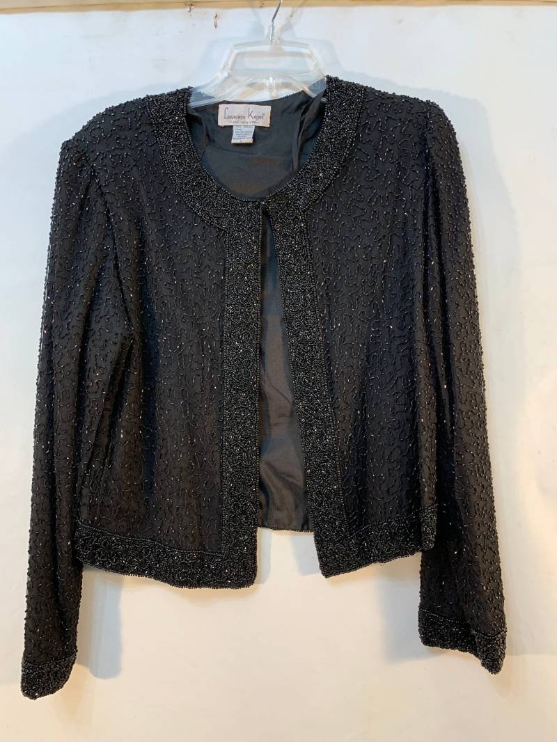 Formale Cocktailjacke Aus Seide Mit Perlen Von Laurence Kazar, Größe L von oregonteddy