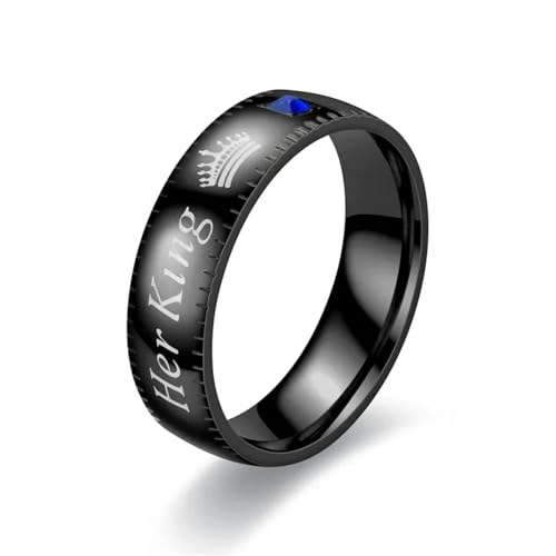 Ring Ringe Damen Bijouterie Herren Mode His Queen Her King Crown Paarring Schwarzer Schuppen- Hochzeitskristallring Für Frauen Jahrestag 12 King-6Mm von orehugaf