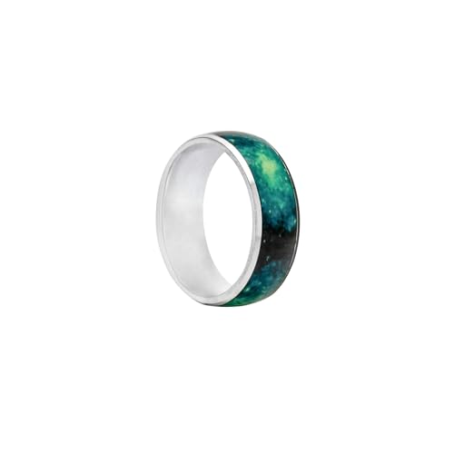 Ring Ringe Damen Bijouterie Herren Vintage Luminous Glow Ring Glowing In The Dark Schmuck Für Frauen Männer Magic Forest Dark Resin Fingerring 10 Blau von orehugaf