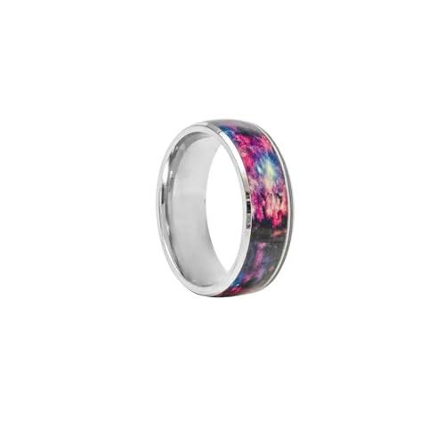 Ring Ringe Damen Bijouterie Herren Vintage Luminous Glow Ring Glowing In The Dark Schmuck Für Frauen Männer Magic Forest Dark Resin Fingerring 10 Lila von orehugaf