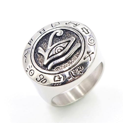 orehugaf Ring Ringe Damen Bijouterie Herren Herren- Und Damenaugenring Runder Horusaugenring Europäischer Und Amerikanischer Retro-Ring 11 Stahlfarbe Q10402 von orehugaf