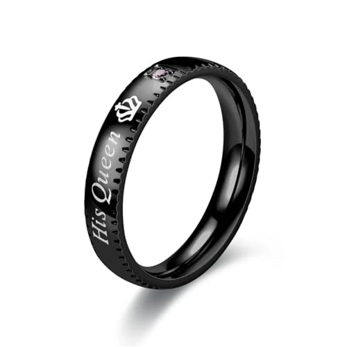 orehugaf Ring Ringe Damen Bijouterie Herren Modischer Paarring Mit Krone Für Seine Königin Und Ihren König, Schwarzer Schuppen- Hochzeitskristallring Für Frauen Zum Jahrestag, 11 Queen-4Mm von orehugaf