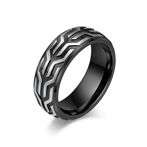 orehugaf Ring Ringe Damen Bijouterie Herren Punk -Ring Mit Autoreifen Für Herren, Schwarz, Vergoldet, 9 Schwarz von orehugaf