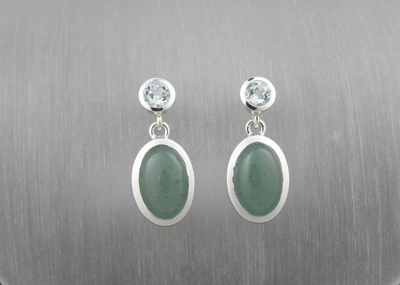 Aventurin Aquamarin Ohrhänger in Silber 925 von orfeujoias