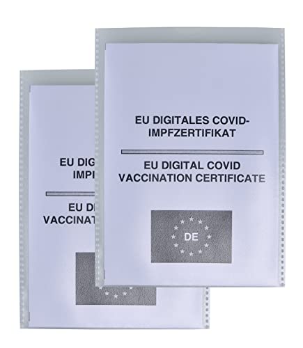 orgaexpert 2er Set Schutzhülle DinA6-115 x 160mm für COVID Impfzertifikat/Alten Impfpass - Made in Germany - dokumentenecht - transparent Hülle Etui Umschlaghülle von orgaexpert