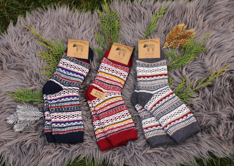 3Er-Pack Warme Schafswollsocken Für Den Winter - Dicke, Kuschelige Socken Aus Natürlicher Wolle | Socks & Geschenkidee von organicshop24