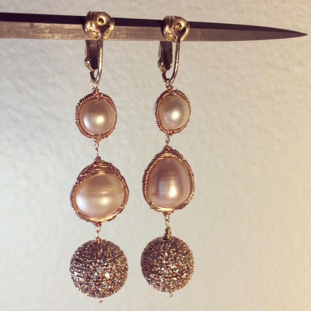 Rose Gold Perle Ohrring von ori12Jewelry